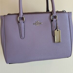Coach Mini Surrey Carryall satchel in lilac or jasmine crossgrain leather
